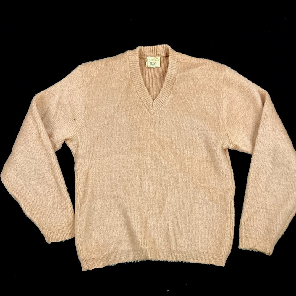 Vintage 60s Campus Wool Mohair V-Neck Sweater M